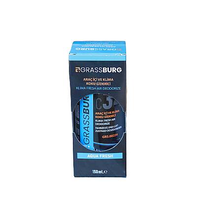 GRASSBURG ARAÇ İÇİ KLİMA VE KOKU GİDERİCİ - AQUA FRESH 150 ML - GRASSBURG