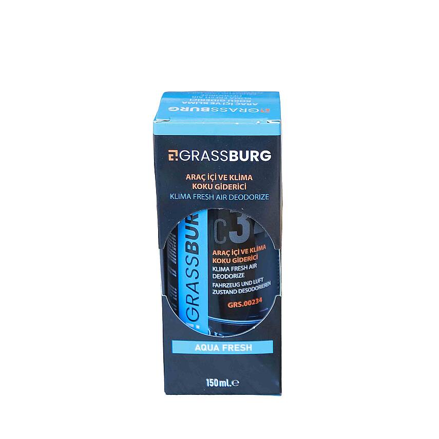 GRASSBURG ARAÇ İÇİ KLİMA VE KOKU GİDERİCİ - AQUA FRESH 150 ML - 1