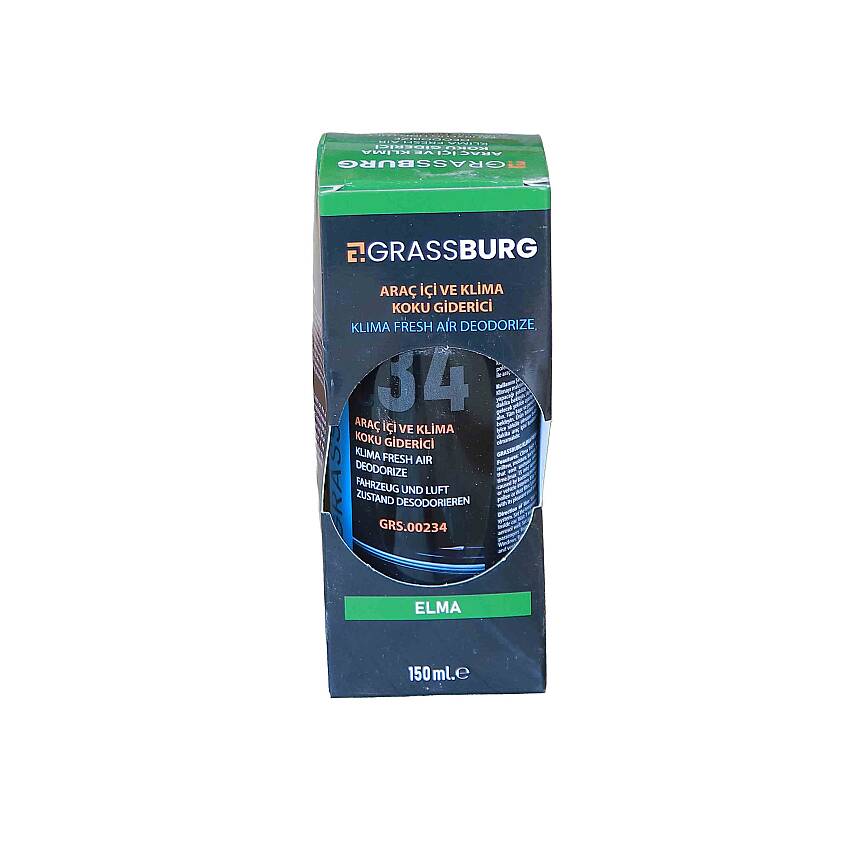 GRASSBURG ARAÇ İÇİ VE KLİMA KOKU GİDERİCİ - ELMA 150 ML - 1
