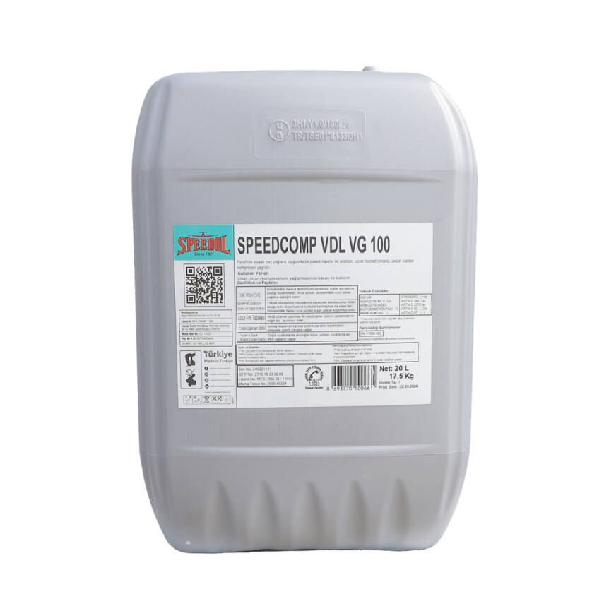 Speedol Speedcomp VDL VG 100 Kompresör Yağı 17.5 KG - 1