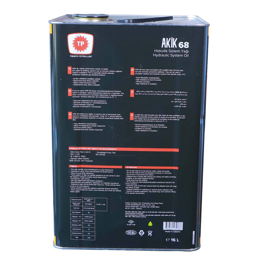 TP Akik 68 Hidrolik Yağı 16 LT - 3