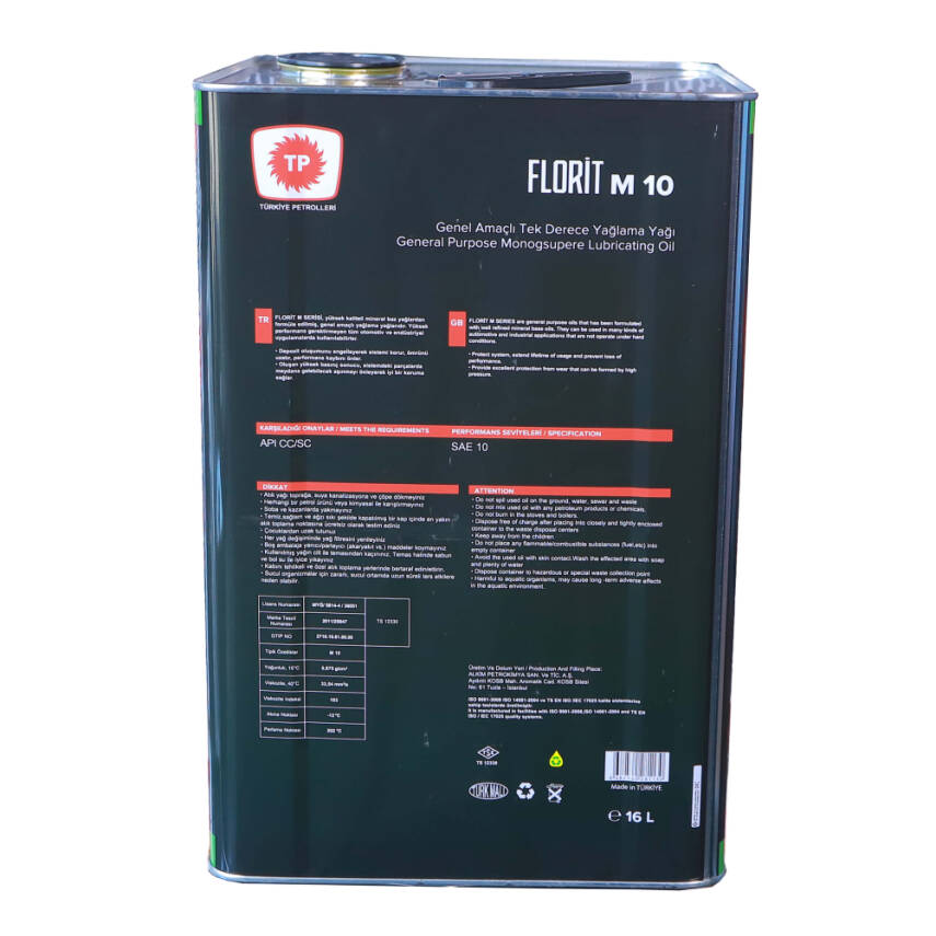 TP Florit M 10 Motor Yağı 16 LT - 3