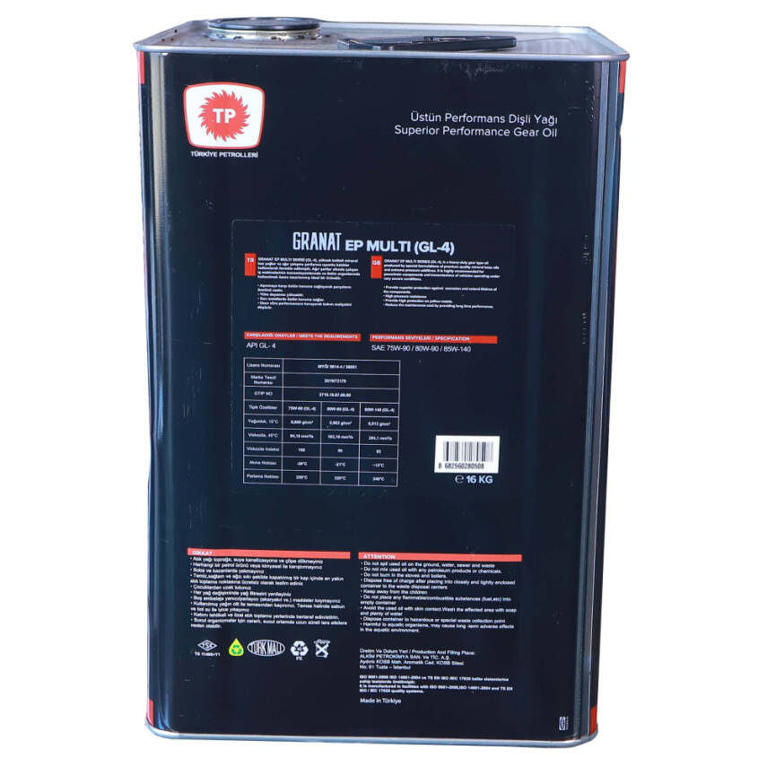 TP Granat EP 75W-90 GL-4 Dişli Yağı 16 KG - 3