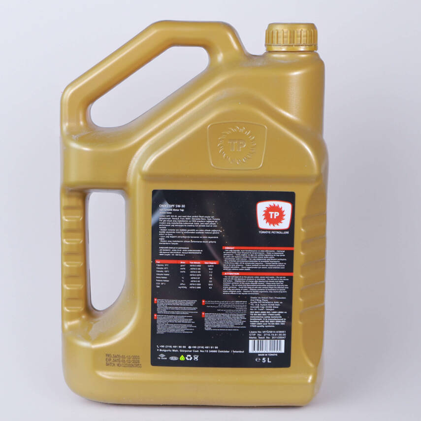 TP Oniks DPF 5W-30 DPF Uyumlu Tam Sentetik Motor Yağı 5 LT - 2